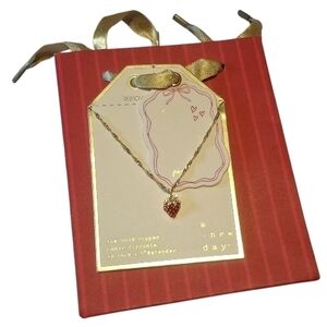 NWT A New Day 14kt Gold Dipped Red Enamel Strawberry Pendant Necklace 🍓✨️